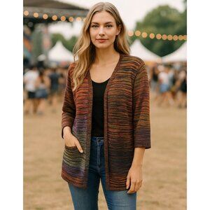 United States Sweaters Open Front Cardigan XL Multicolor Knit Boho Festival